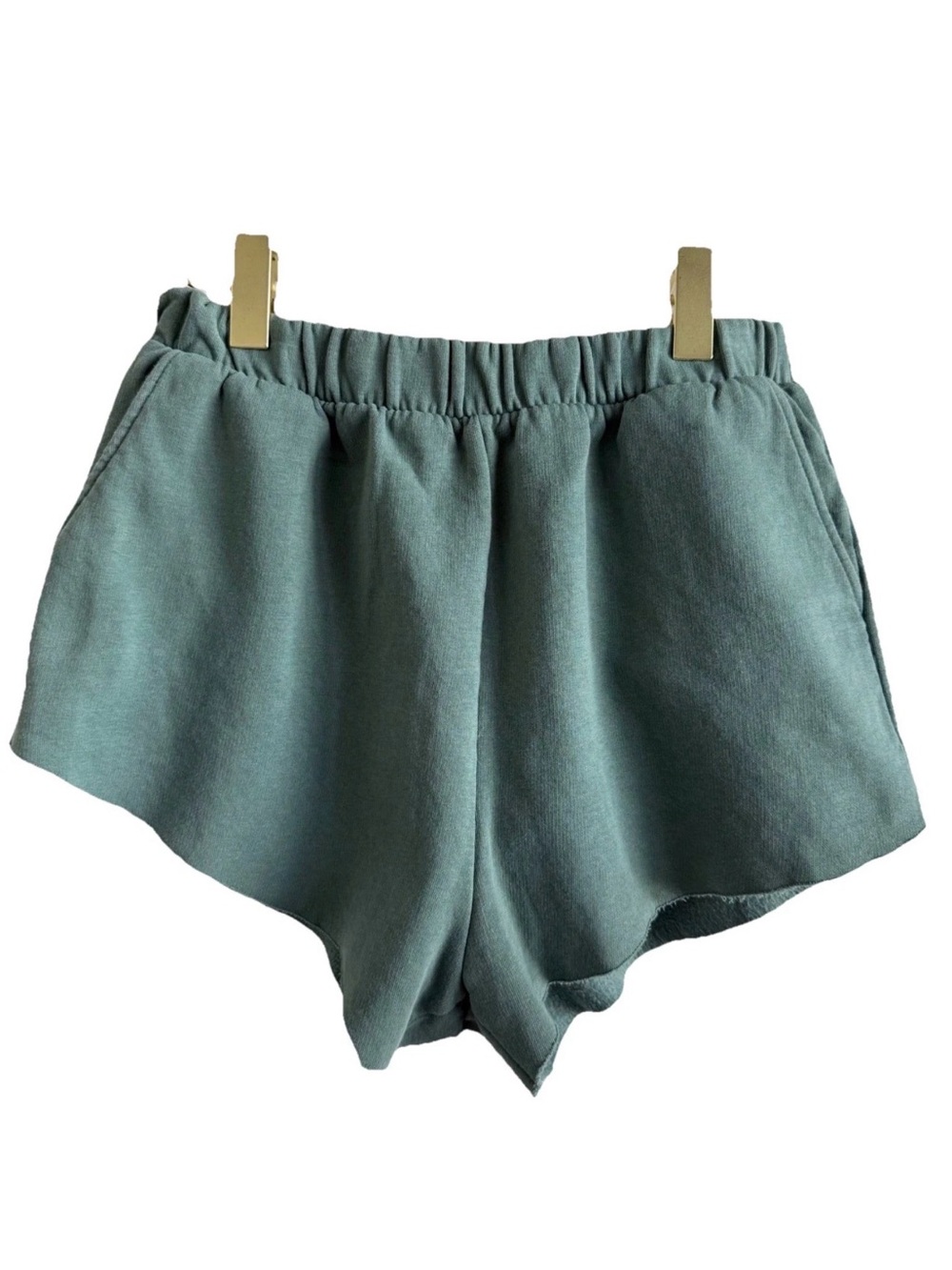 Zara Green Sweat Shorts Elastic Waistband Pockets Cozy Relaxing Size L